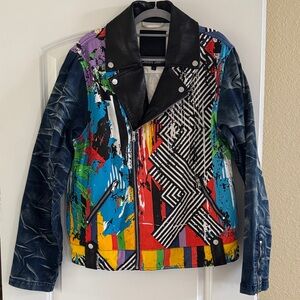 Colorful Abstract Leather Jacket